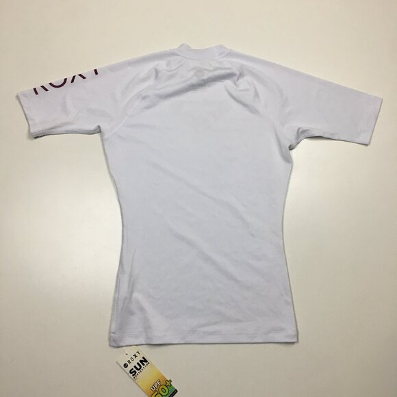NWT ROXY White UPF50+ Mock Neck Swim Beach Surf Flatlock Activewear Shirt Top - Picture 8 of 9